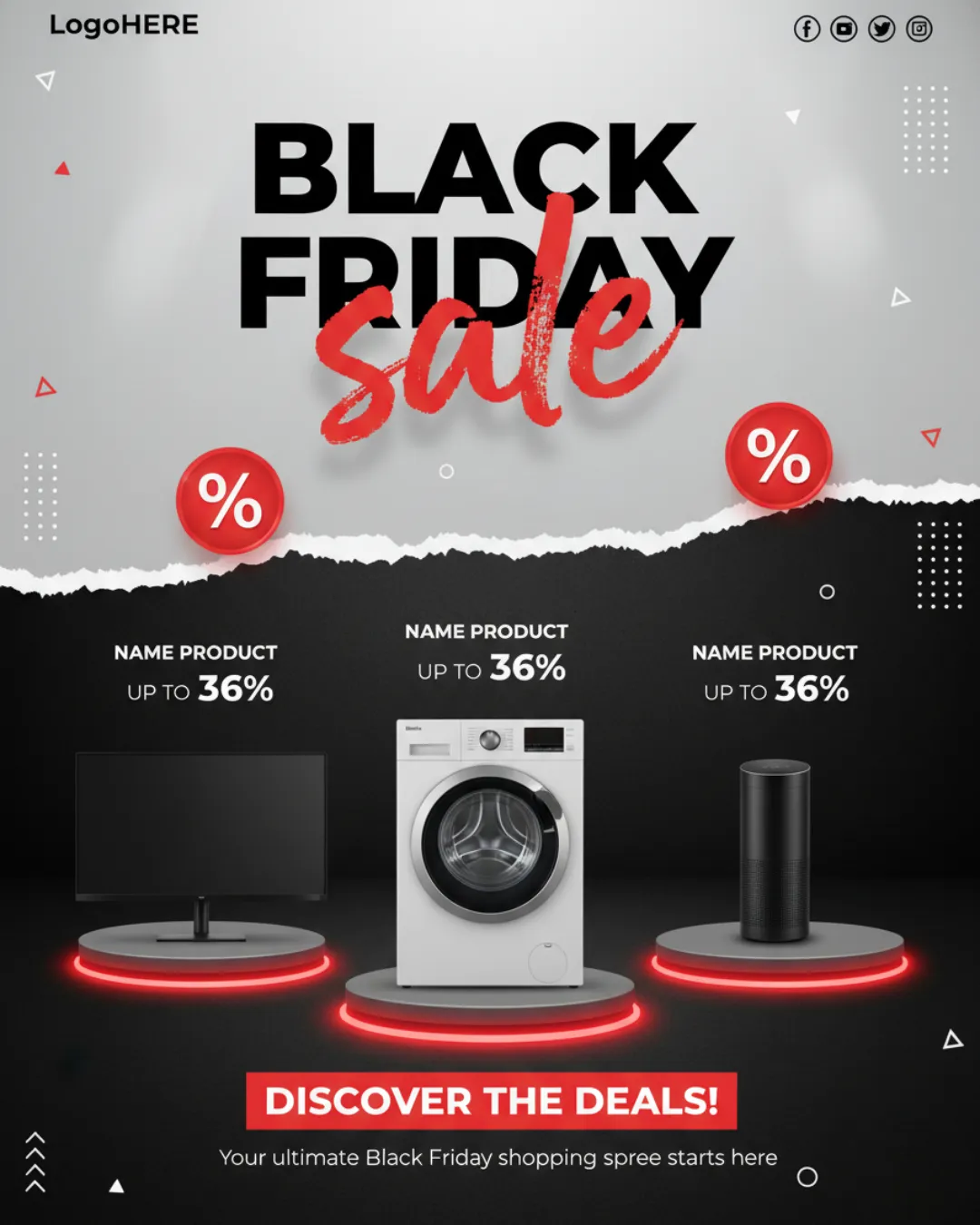 Ultra-Realistic Vertical Black Friday Promotional Banner