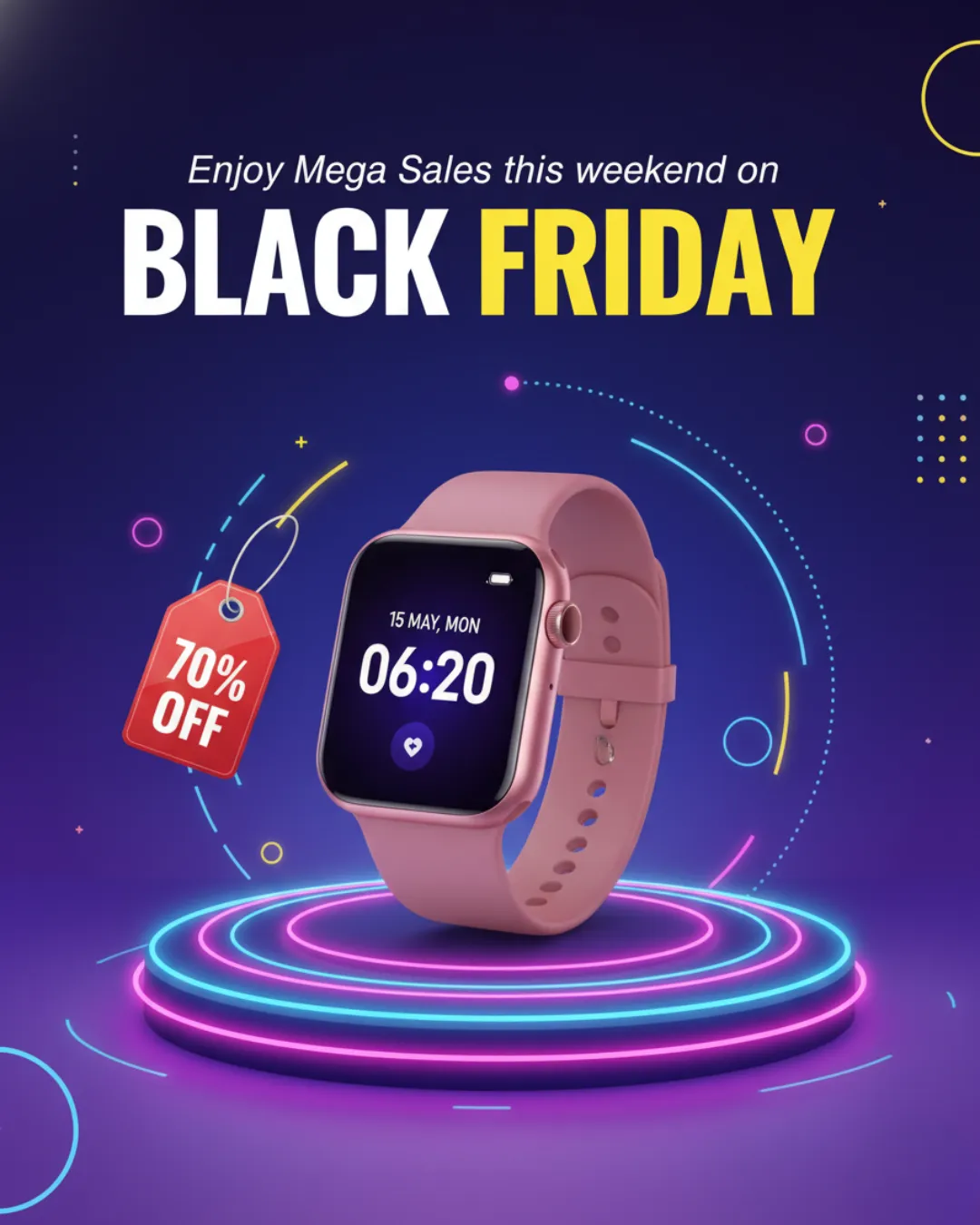 Tech-Themed Smartwatch Black Friday Poster