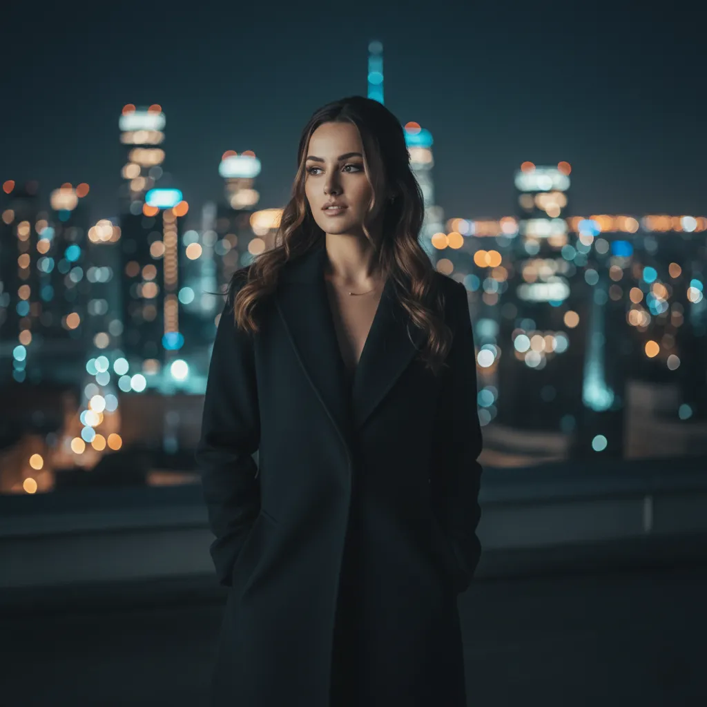 Cinematic Night Rooftop View