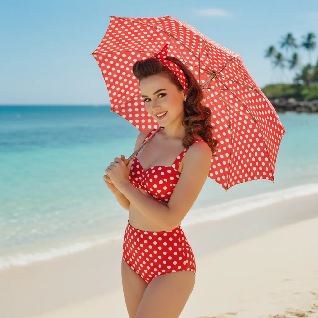 Playful Retro Beach Pin-up