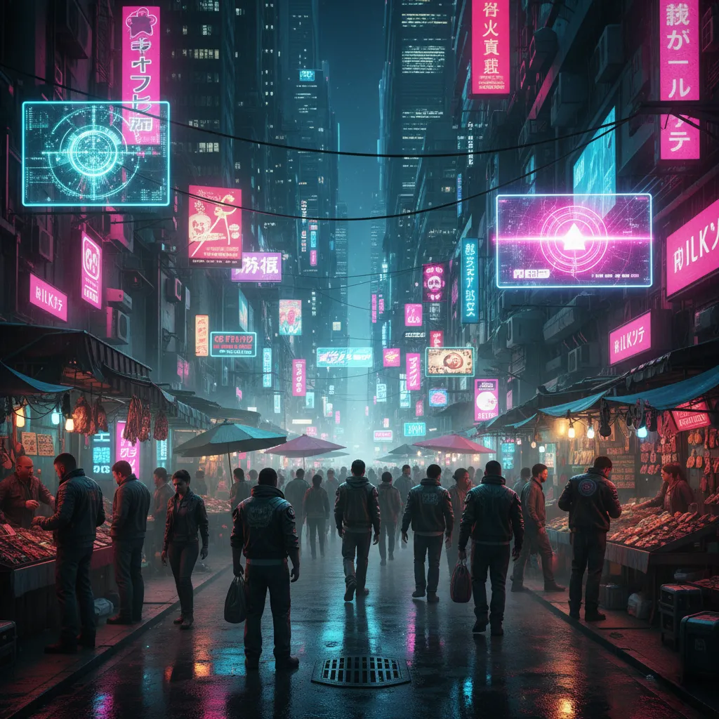 Dystopian Cyberpunk Market Street